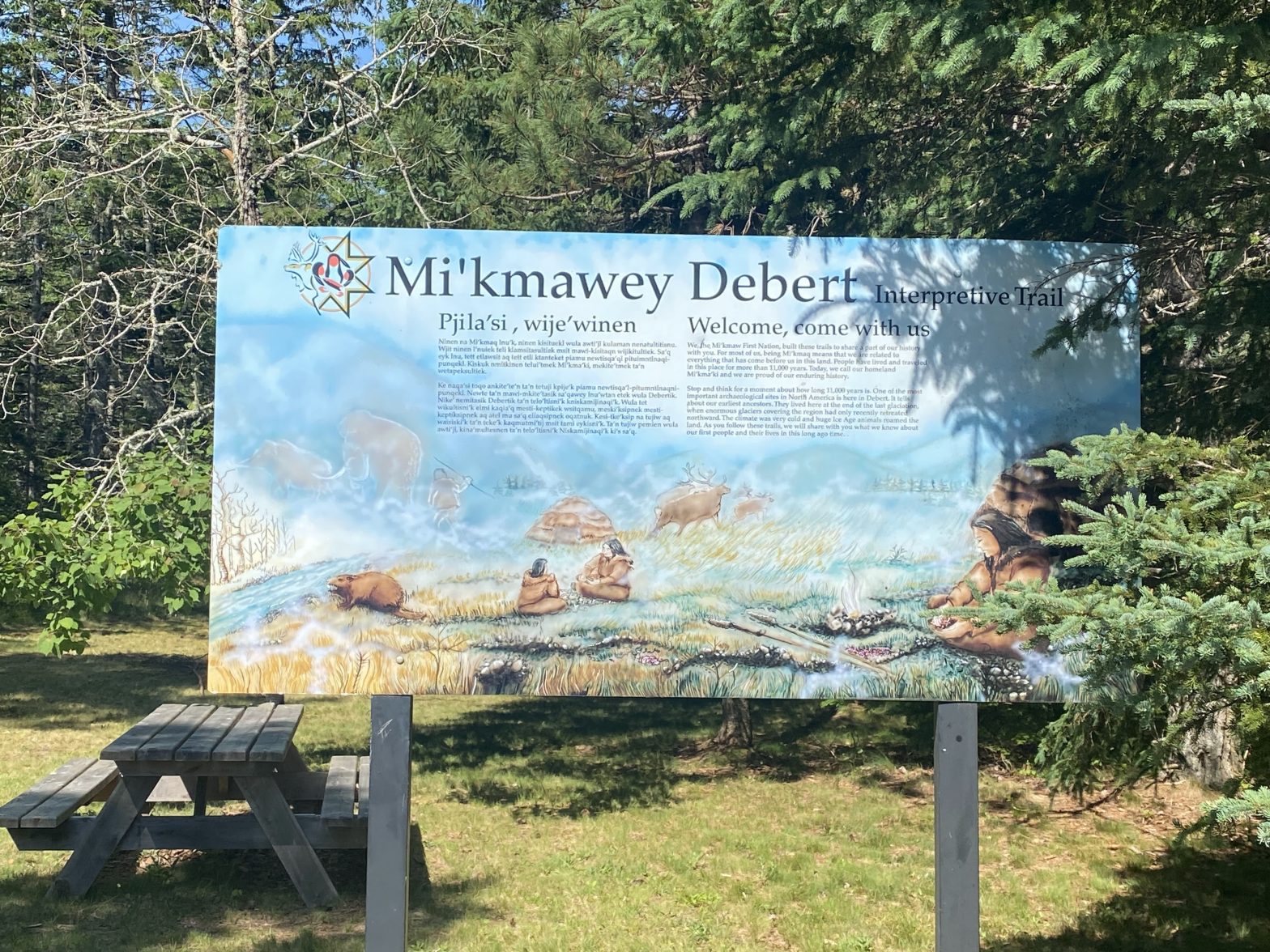 Interpretive panel at Mi'kmawey Debert.