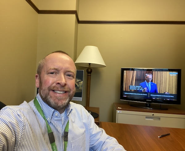 Me in my office on Parliament Hill, Ottawa in December 2019