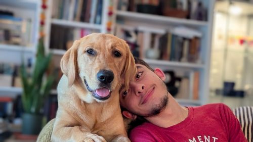 Young Man and dog