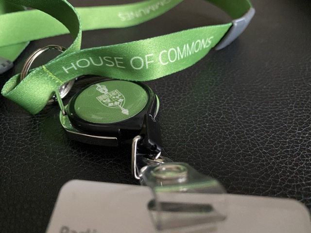 House of Commons security pass top and lanyard